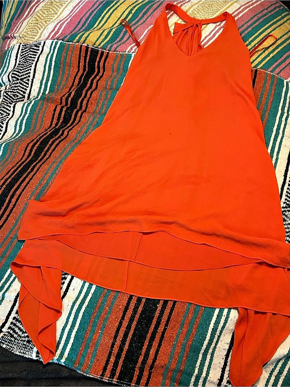 BCBGMAXAZRIA sheer & chiffon Orange  Halter Dress BNWT Medium